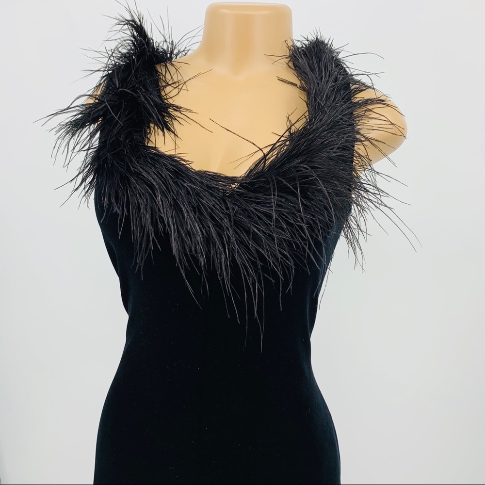 Vintage Jeffrey & Dara Ostrich Feather Velvet Gown - Picture 6 of 7
